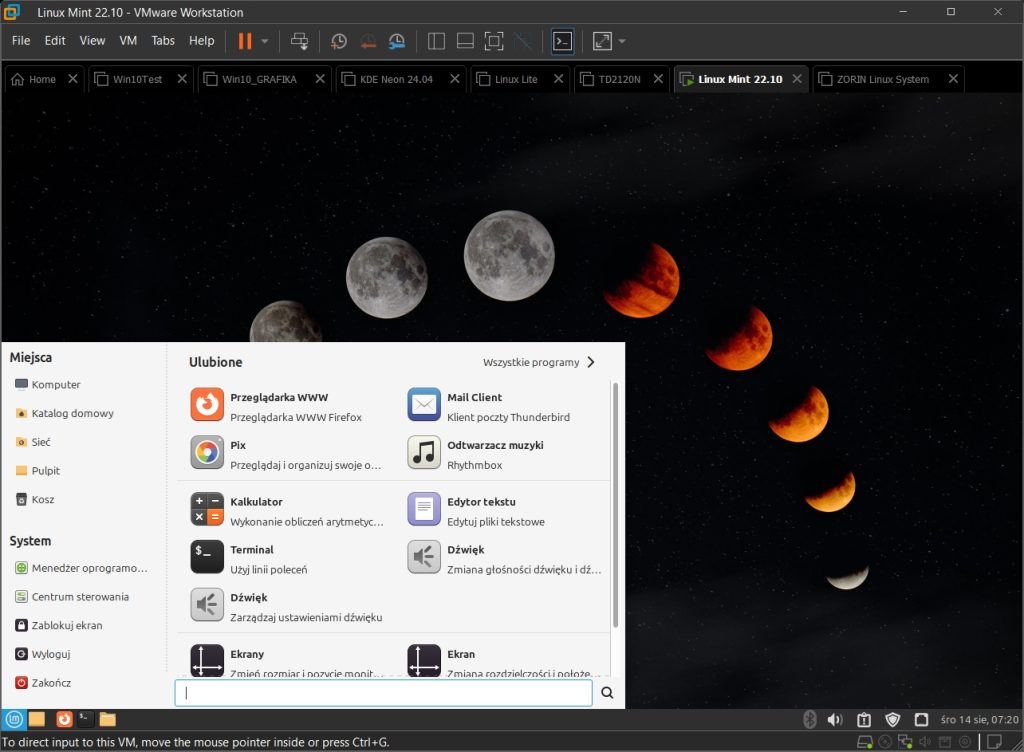 Linux Mint ze środowiskiem graficznym MATE
