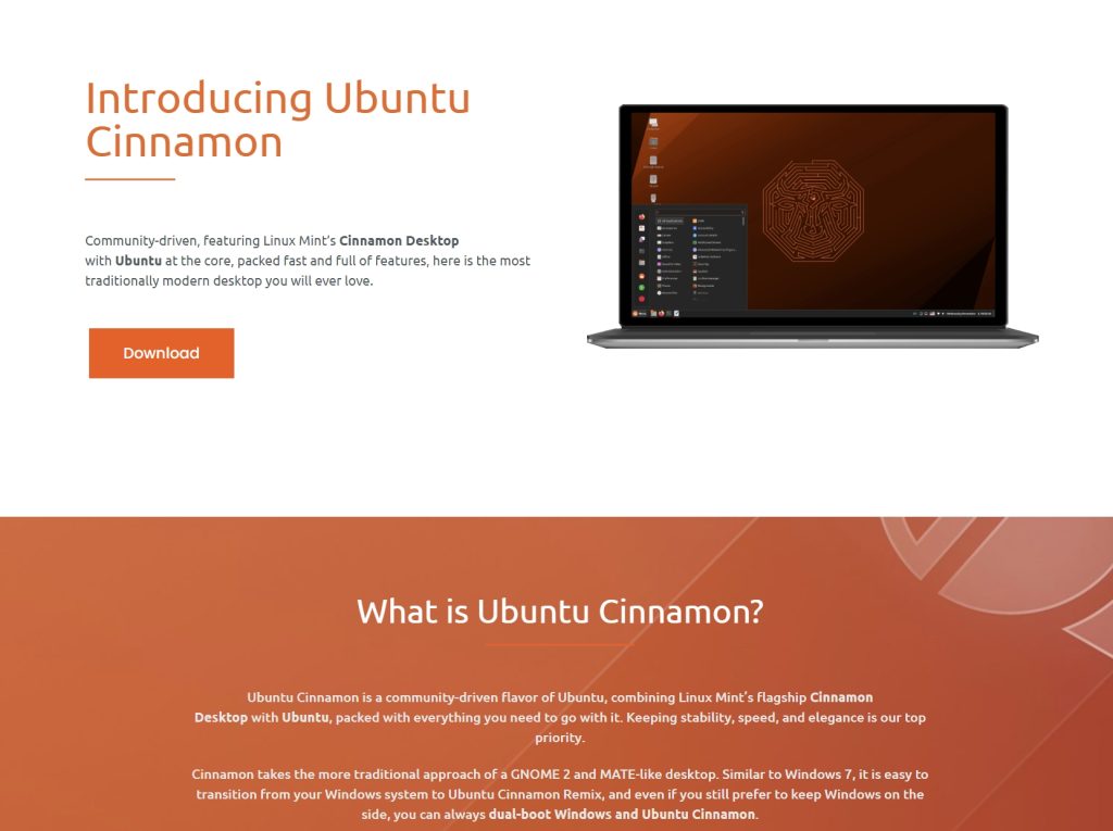 Oficjalna strona Ubuntu Cinnamon