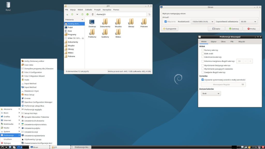 Ustawienia systemowe w środowisku graficznym LXDE